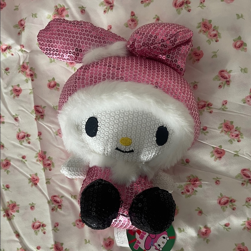 My melody Pink Sequin Bunny Plush Toy